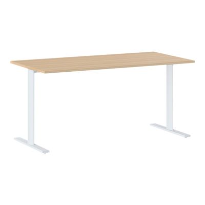 3483600858016-Table de réunion modulaire YES ! - 160 cm - Pieds blancs - Chêne-Angle gauche-0