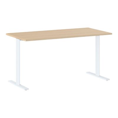 3483600896513-Table de réunion modulaire YES ! - 120 cm - Pieds blancs - Chêne-Angle gauche-0